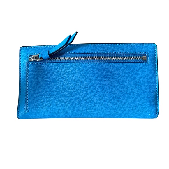 Kate Spade Large Slim Bifold Wallet Women OS Oceanside Blue Cameron Preppy Neon - Picture 2 of 8